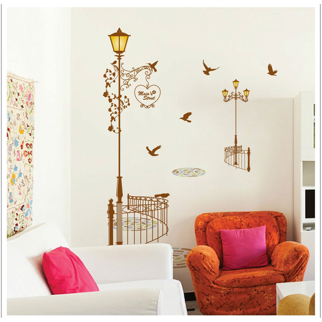 RELIZA WALLSTICKER 60X90 LAMPU TAMAN COKELAT WALL STICKER DINDING JM7258