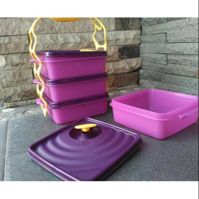 RANTANG SUSUN TUPPERWARE CRYSTALWAVE GOODEI BOX SUSUN 4 WARNA UNGU TUPERWARE