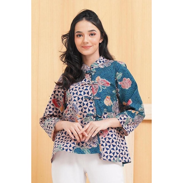 NONA RARA - Vivi CNY Encim T0833,Baju atasan kerja blouse batik wanita