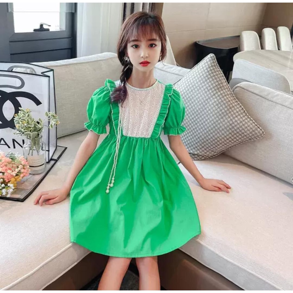 Promo !! Dress import anak cewek / Dress anna bobba curly ukuran 4-7tahun / Dress anak korean soft