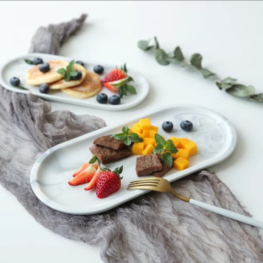 Nampan Marmer Oval Marble Tray