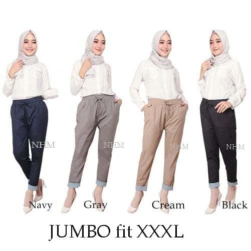 Celana Kain Panjang Wanita Aranka Hitam Polos Model Cutbray Prelo NF661 Celana Wanita Jumbo Katun St
