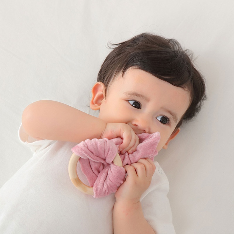 Mary Mainan Teether Bentuk Telinga Kelinci Bahan Kayu Untuk Bayi