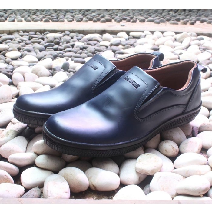 Sepatu Kerja Formal Pria Black master Albino Kulit Asli Slip On