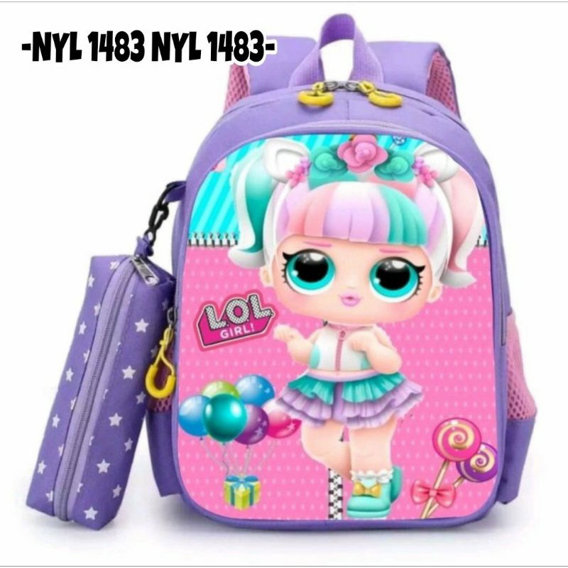 HelloKitty/LOL Ransel anak sekolah Backpack anak perempuan lucu plus gantungan T.pensil