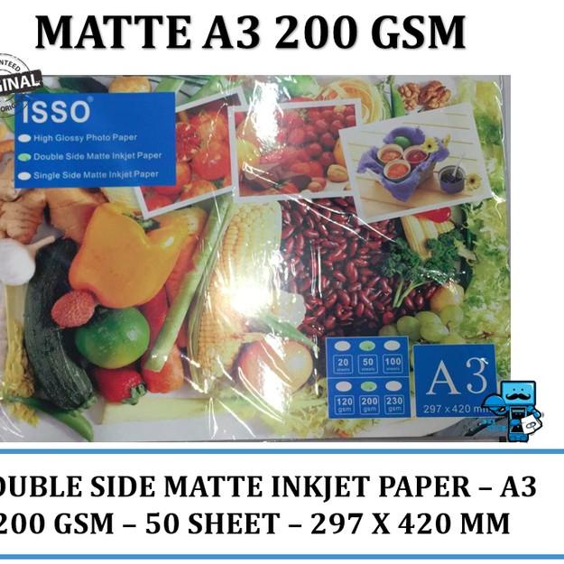 

► Kertas Foto ISSO Double Side Matte Inkjet Paper A3 200GSM - 50 Sheet ☎