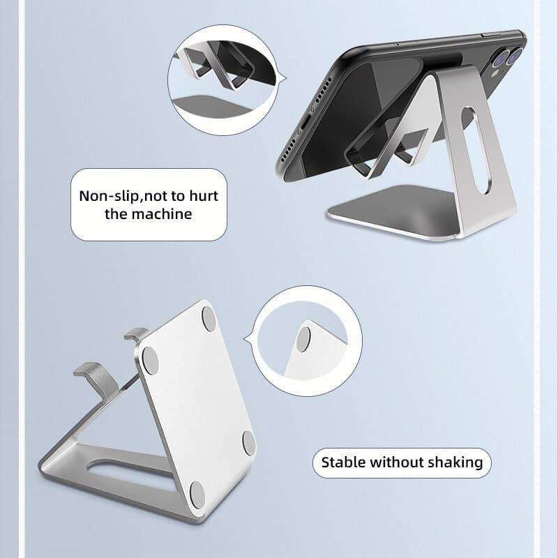 Smartphone Tablet Stand Holder Bahan Aluminium - Y017 - Silver