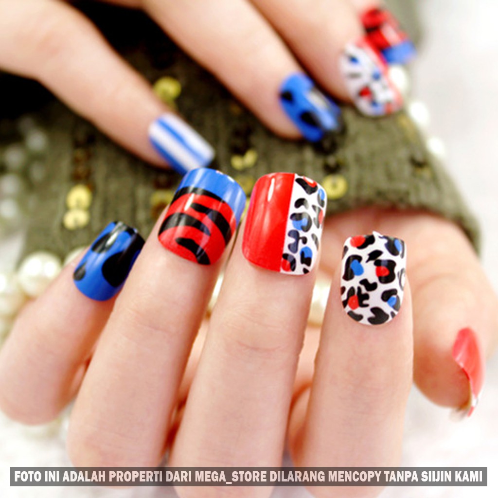 KUKU PALSU MOTIF LEOPARD + LEM FAKE NAIL / NAILS / NAIL ART / KUKU WEDDING / NAIL POLISH / PESTA