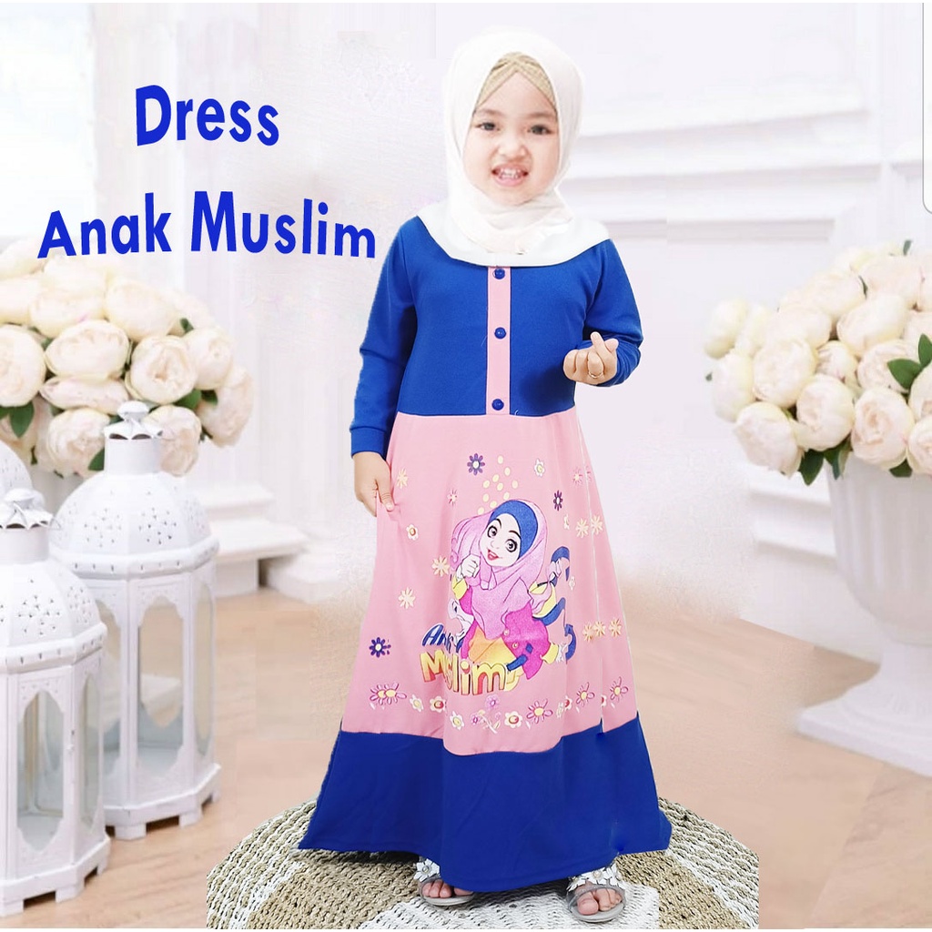 DRESS ANAK MUSLIM CANTIK SYARI SOLEHA GAMIS MURAH PEREMPUAN Usia 2-13 tahun CARLINA