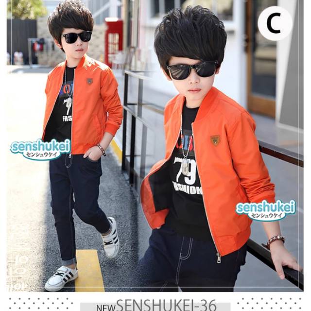 Setelan anak cowok import senshukei 36 3 in 1 jaket orange