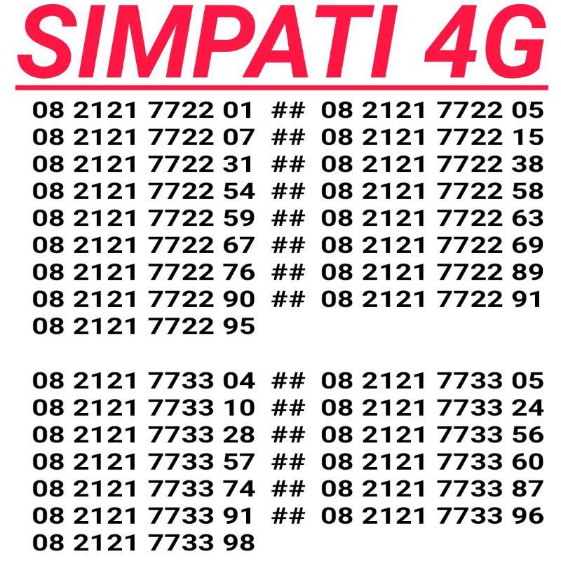 NOMOR CANTIK SIMPATI 2121 7722 xx &amp; 2121 7733 xx