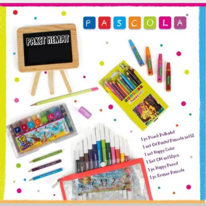 PASCOLA Paket Ayo Sekolah Paket Hemat Happy Color Standard Pen Coloring Peralatan Sekolah