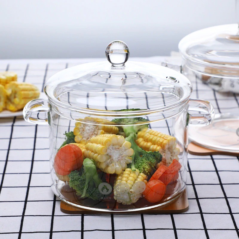 Pot Panci Masak Stewing Soup Pot Borosilicate Glass - YWJ-1265 - Transparent