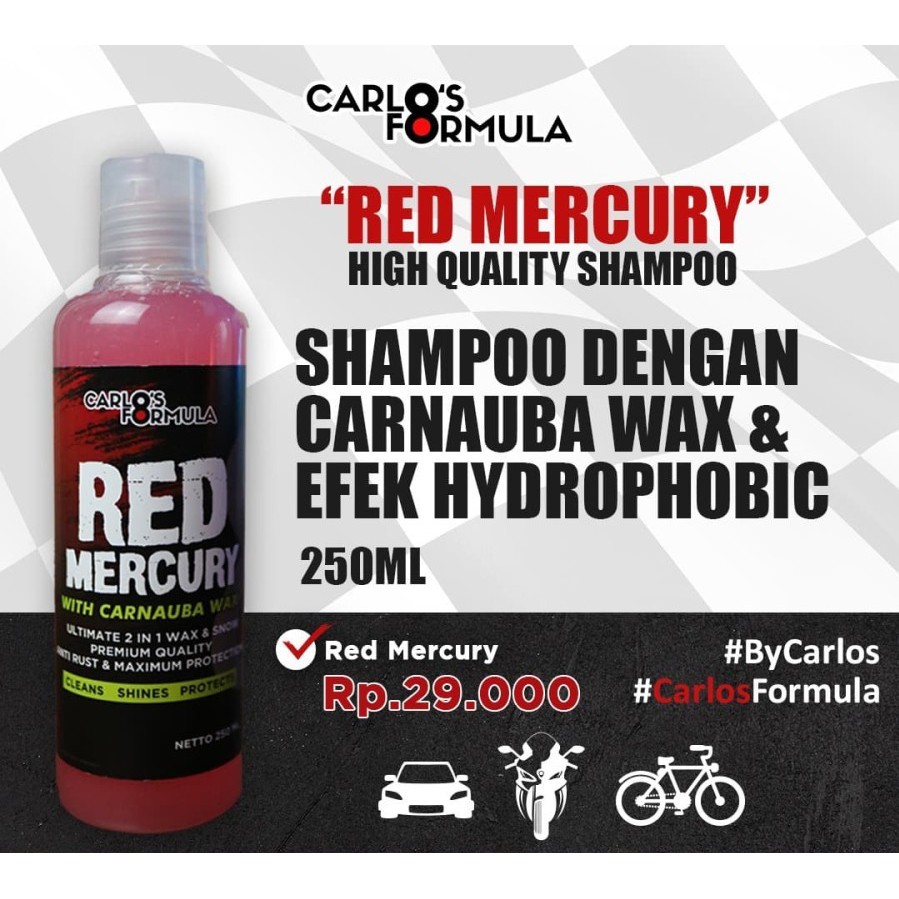 Carlos Red Mercury 250ML Sabun cuci salju mobil motor kilap efek daun talas no Meguiars Kit 3M Waxco
