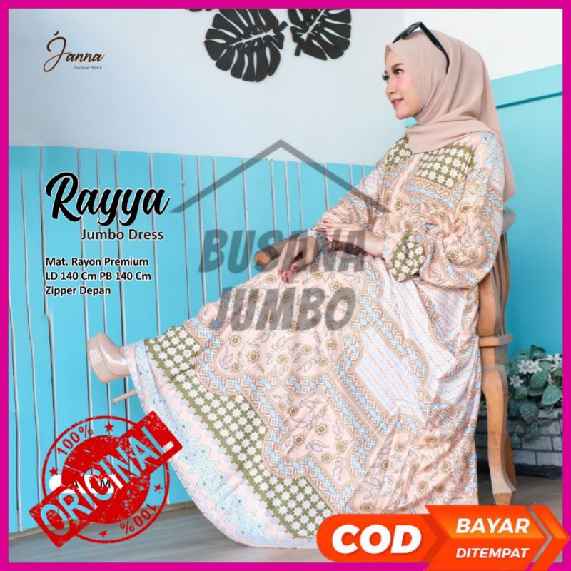 MAXI DRESS JUMBO BIG SIZE BAJU WANITA MUSLIM MATT RAYON PREMIUM LD 140 ORI JANNA | RAYYA