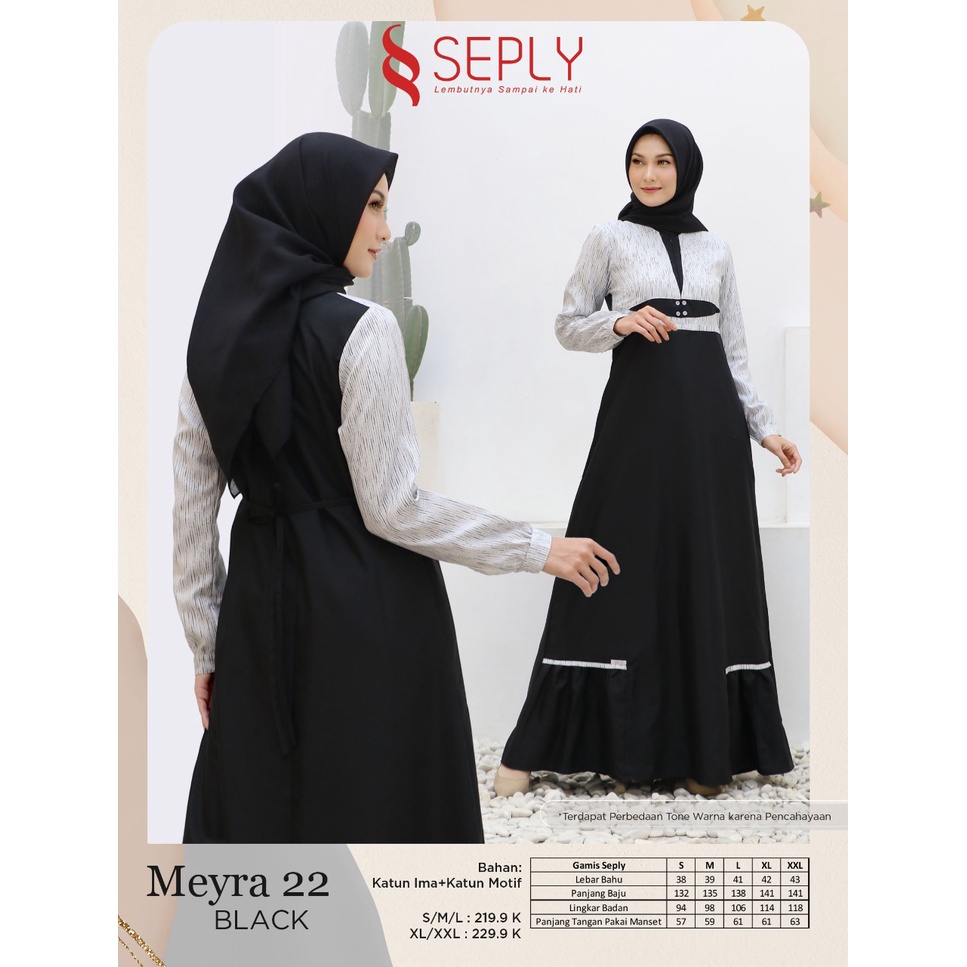 GAMIS SEPLY MEYRA 22 BLACK MAROON ORIGINAL