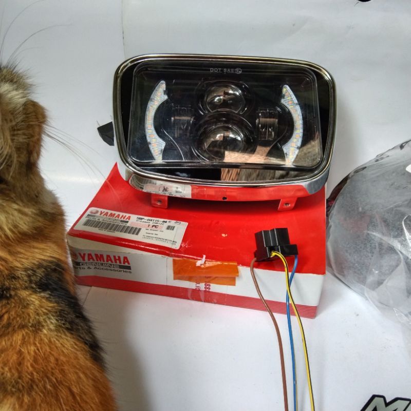 Lampu depan Daymaker Oval Rx King || Batok+Ring Original Yamaha Free Socket H4/HS1-v.2