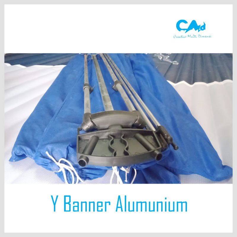STANDING BANNER | STAND TIANG RANGKA | Y BANNER ALUMUNIUM 60 × 160 Sarung Biru