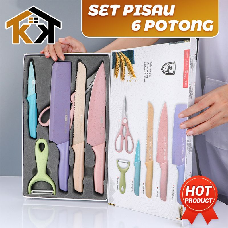 (KK) Pisau Dapur Set Stainless Knife Anti Lengket