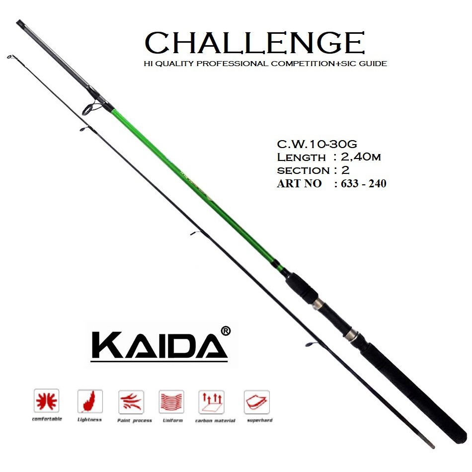 KAIDA CHALLANGE SPIN 240 Fishing Rod  Ultralight Weight, Joran Pancing Fiber Glass 2,4 M
