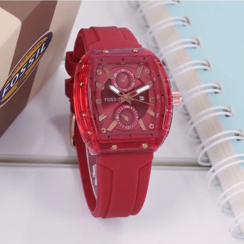 Terlaris !!! Jam Tangan Wanita Fashion 3807TL Analog Tali Rubber Tanggal Aktif Free Box &amp; Baterai Cadangan (BisaCOD)