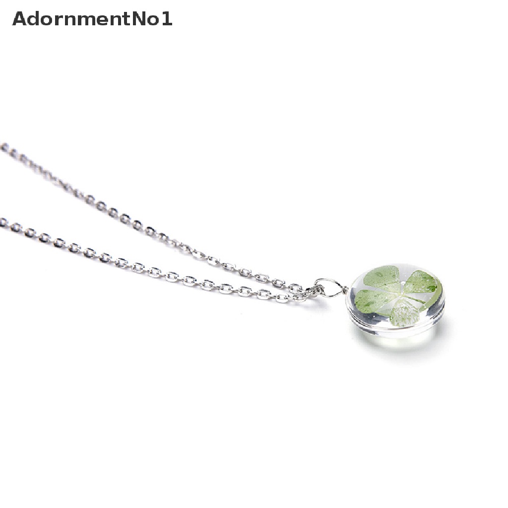 (AdornmentNo1) Kalung Rantai Dengan Liontin Bentuk Clover Shamrock Warna Hijau Untuk Wanita