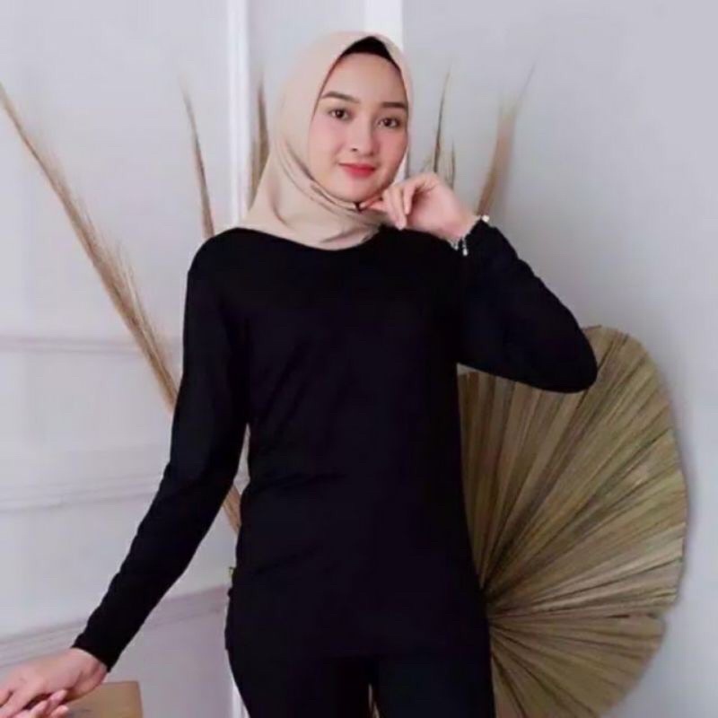 Manset Polos Wanita Lengan Panjang / Pakaian Wanita / Kaos Dalaman Wanita Lengan Panjang