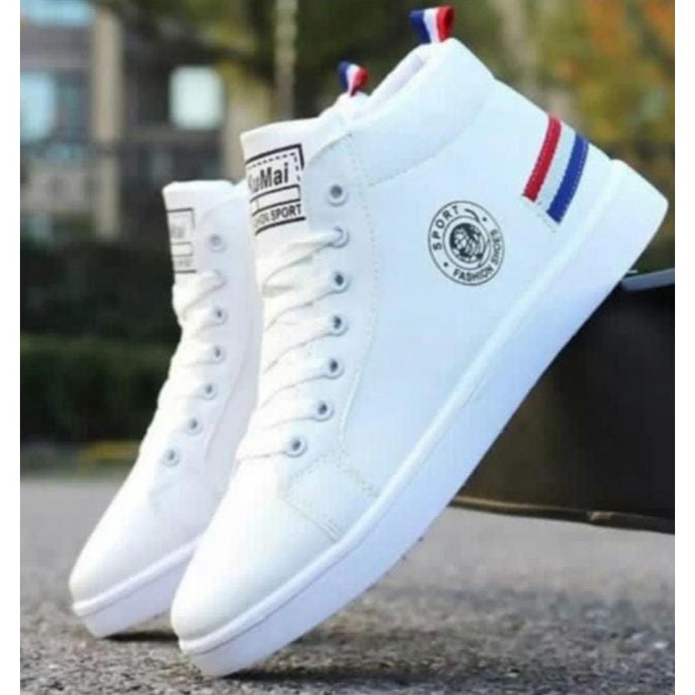 ARY - PROMO SALE 8.8 Sepatu pria Dan wanita Boot Motif Fashion Shoes Sport Putih Hitam Murah COD / SEPATU Sneakers WHITE&amp;BLACK / sepatu fashion sepatu casual Sepatu sekolah