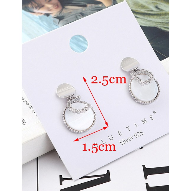 LRC Anting Tusuk Fashion Platinum Plated Gold Cd Letter Disc S925 Silver Needle Earrings Y62771