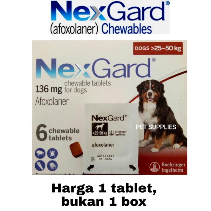 Obat kutu dan demodex anjing ampuh, NEXGARD size XL (25-50 Kg)