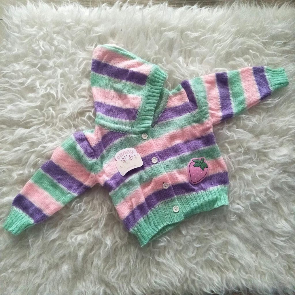 Jaket Bayi Rajut Onnea Warna Topi Laki Perempuan-1