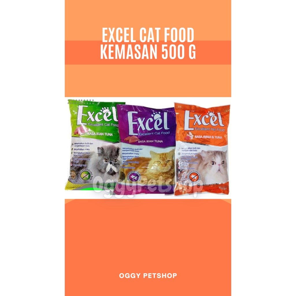 EXCEL CAT FOOD Makanan Kucing Rasa Ikan Tuna, Donat Tuna dan Ayam Tuna Kemasan 500 Gr