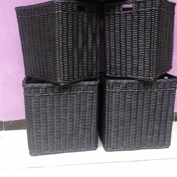 keranjang rotan persegi besar serbaguna ukuran 40 X 30 X 40 cm