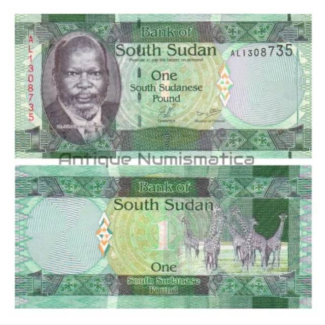 UANG SOUTH SUDAN 1 POUND 2011 UNC Dr. John Garang de Mabior