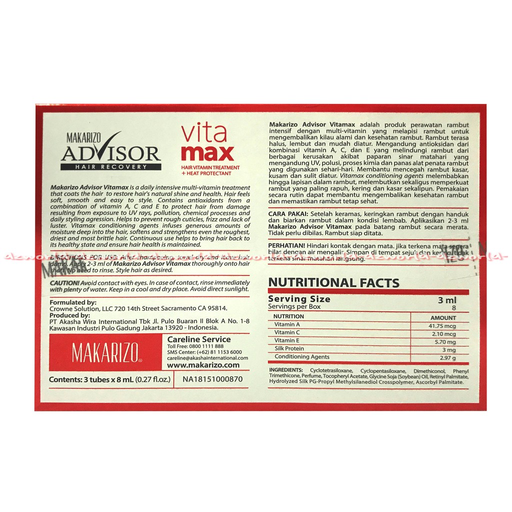 Advisor Makarizo Vitamax Multivitamin Rambut Agar Halus Lembut Dan Mudah Diatur Isi 3