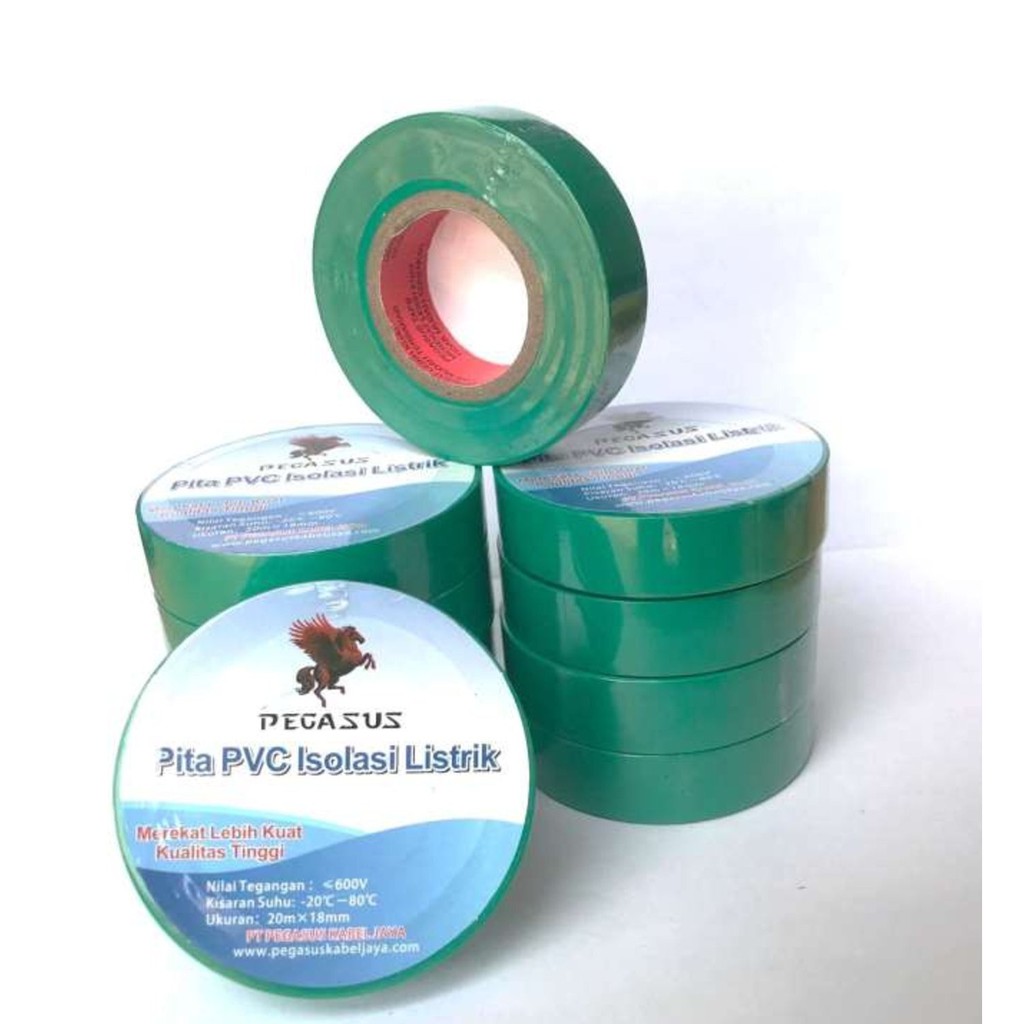 

Isolasi Listrik - Hijau - Electric Tape- 20m x 18mm /PERPACK - PEGASUS