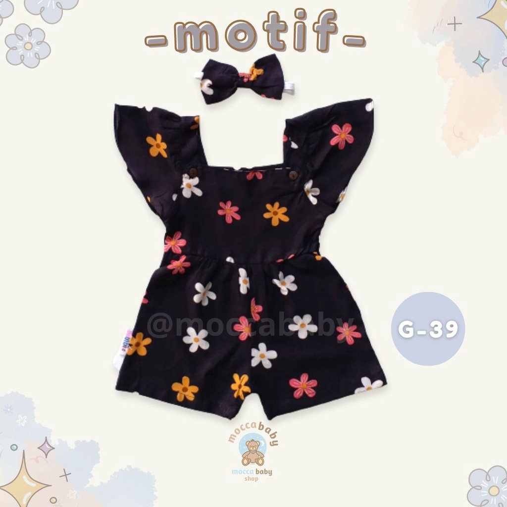 MBSS - BBB JUMPSUIT LAURA setelan anak perempuan jumper bayi motif bunga lucu free headband