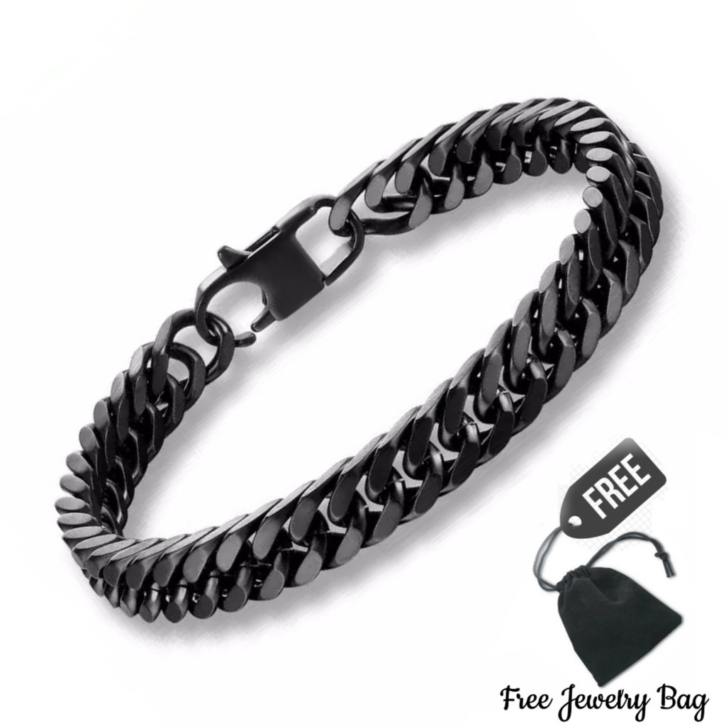  Gelang  titanium  hitam rantai  premium pria cowo Shopee  