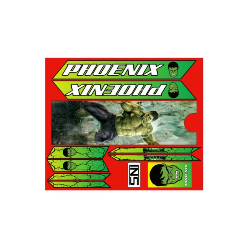 stiker sepeda anak Phoenix Hulk UK 12 16 decal glossy mengkilap