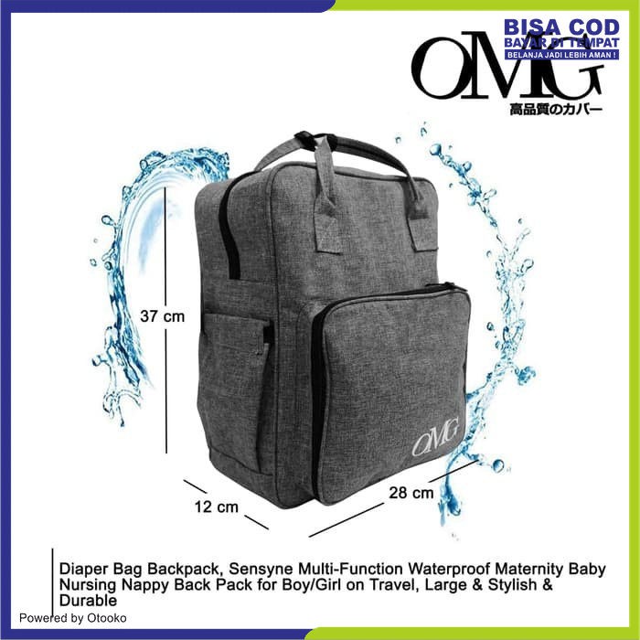 Tas Perlengkapan Bayi Diaper Bag Backpack Travel Susu Waterproof OMG