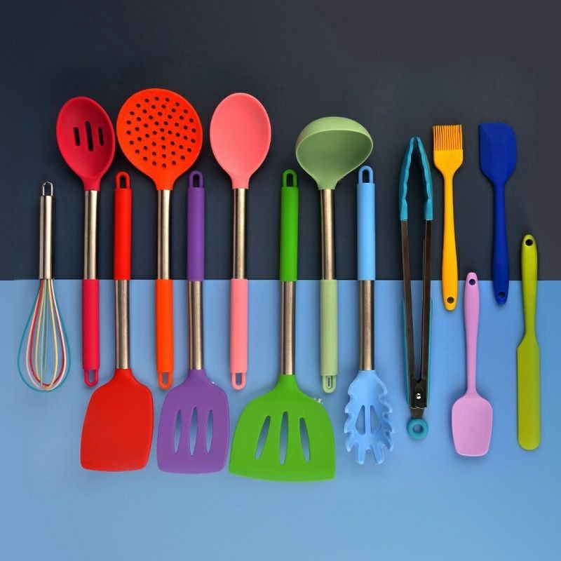 (readystock)sillicone Kitchen Utensil Set 14pcs/peralatan Mask Goreng Tumis Rebus Panggang,sepatula