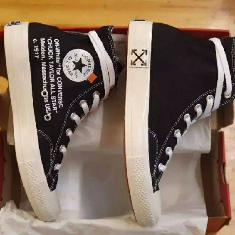 Sepatu Converse 70s Hight Black X OFF WHITE GLOSSY-4