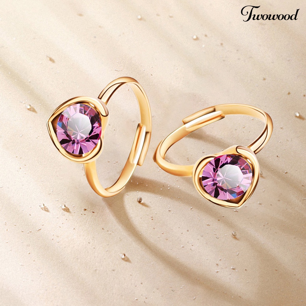 4pcs / Set Perhiasan Kalung Anting Cincin Gelang Bentuk Hati Aksen Glitter Kristal Imitasi Bahan Alloy Gaya Vintage Untuk Pesta