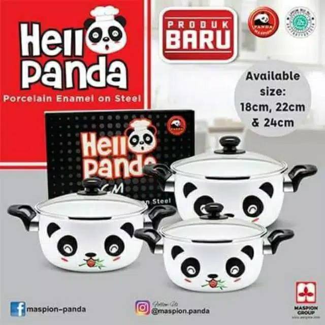 Maspion Panci Enamel Hello Panda 22cm