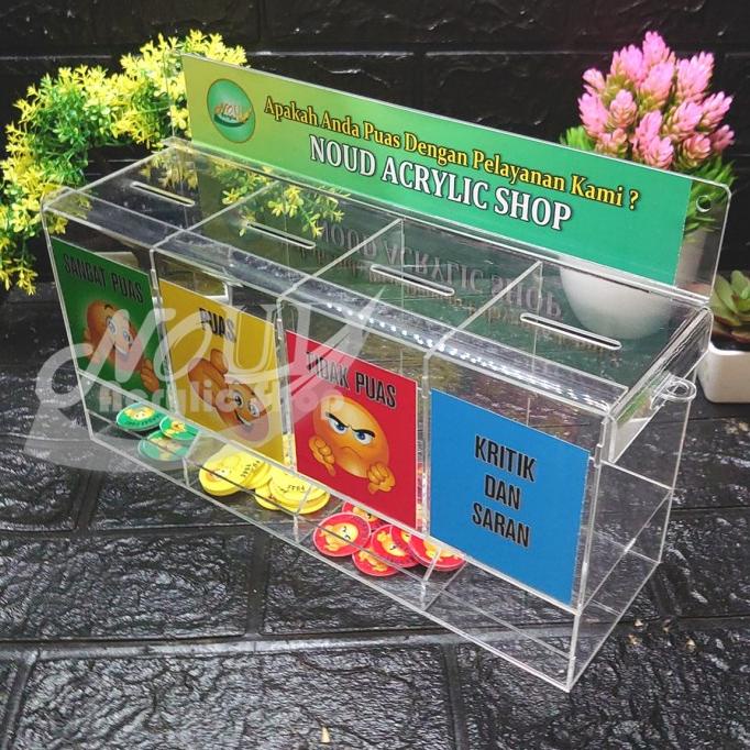 

Kotak Saran Akrilik Kotak Kepuasan Acrylic 4 Kotak Termasuk Koin