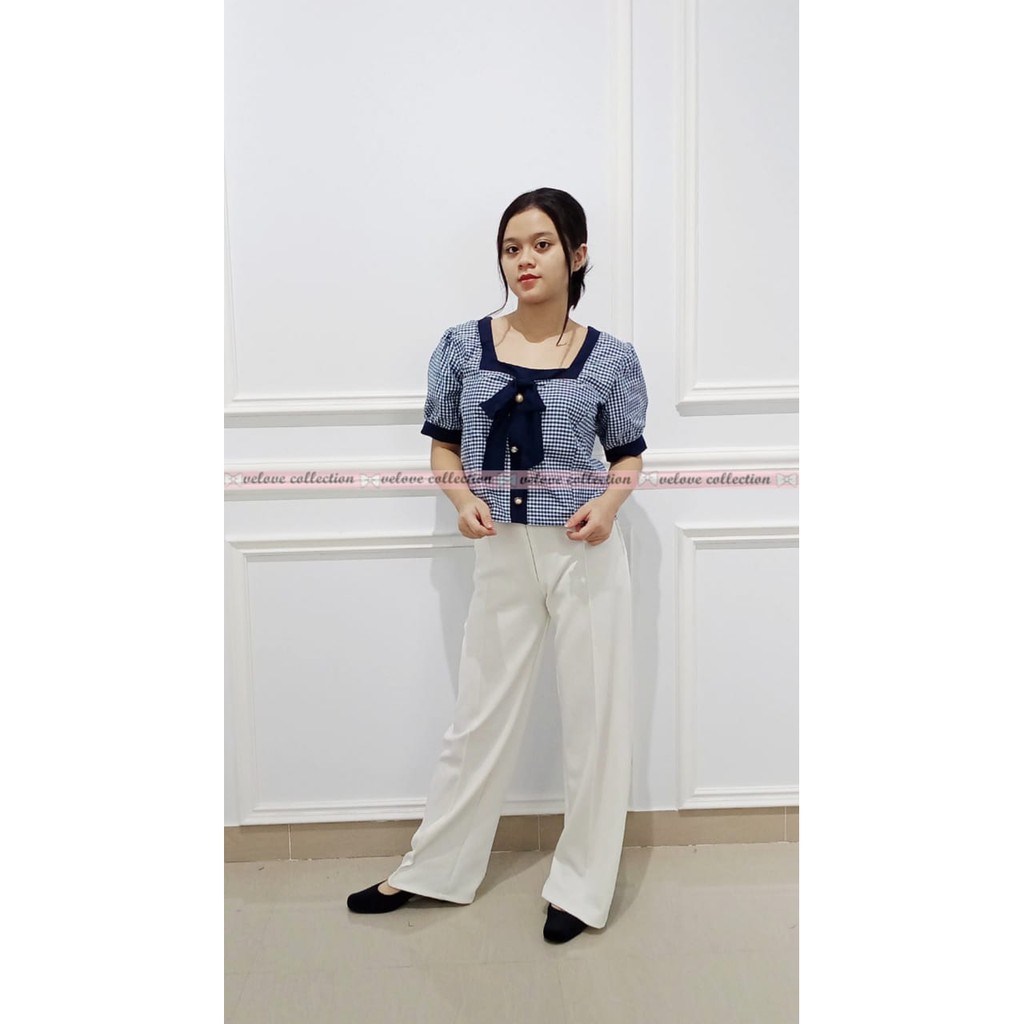 KALANTHA FASHION Blouse Aurora Atasan Wanita Kerah Pita Ukuran All Size-6