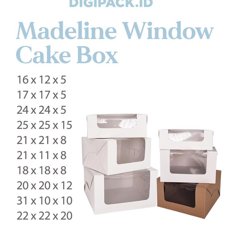

★ [Digipack] Madeline Window White Cake Box 21 x 21 x 8 | Dus Kue ➵