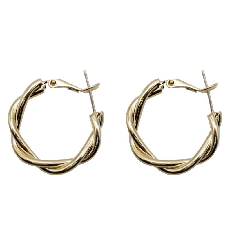 Anting Tusuk Model Twist Bahan Metal Untuk Wanita