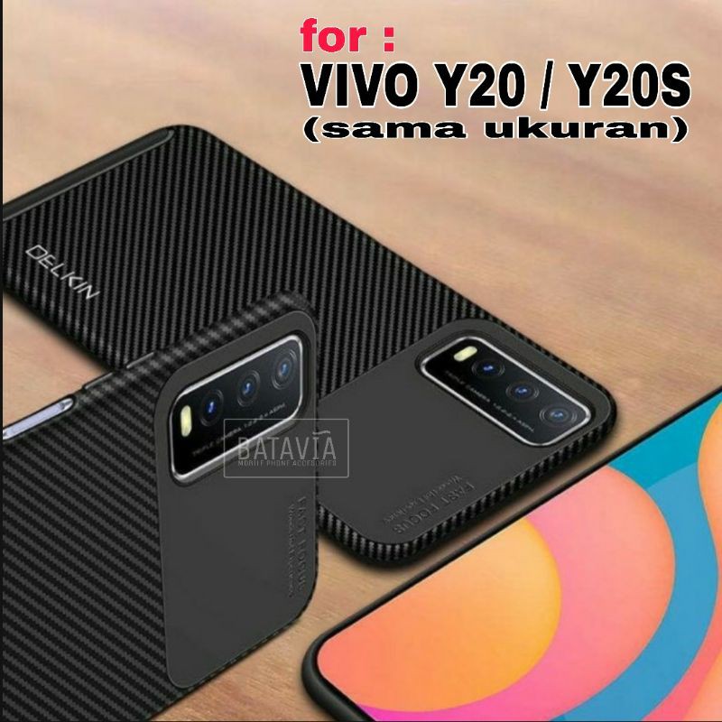 Softcase Vivo Y12S Y20 Y20s Case Black Carbon Delkin