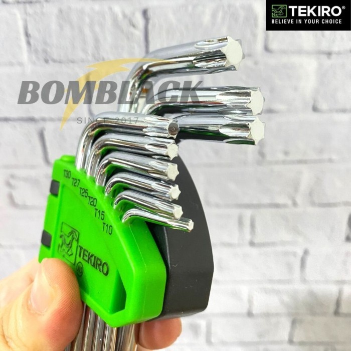 TEKIRO Kunci L Bintang Set 9 pcs T10 - T50 Tanpa Lubang 9 Torx Key Set